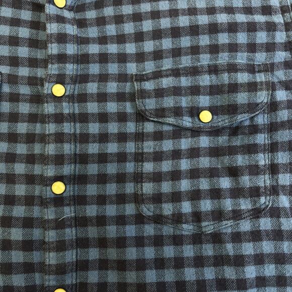 Lucky Brand Button Up Shirt Mens Medium Pearl Snap Blue Gingham Plaid Casual - Picture 4 of 9